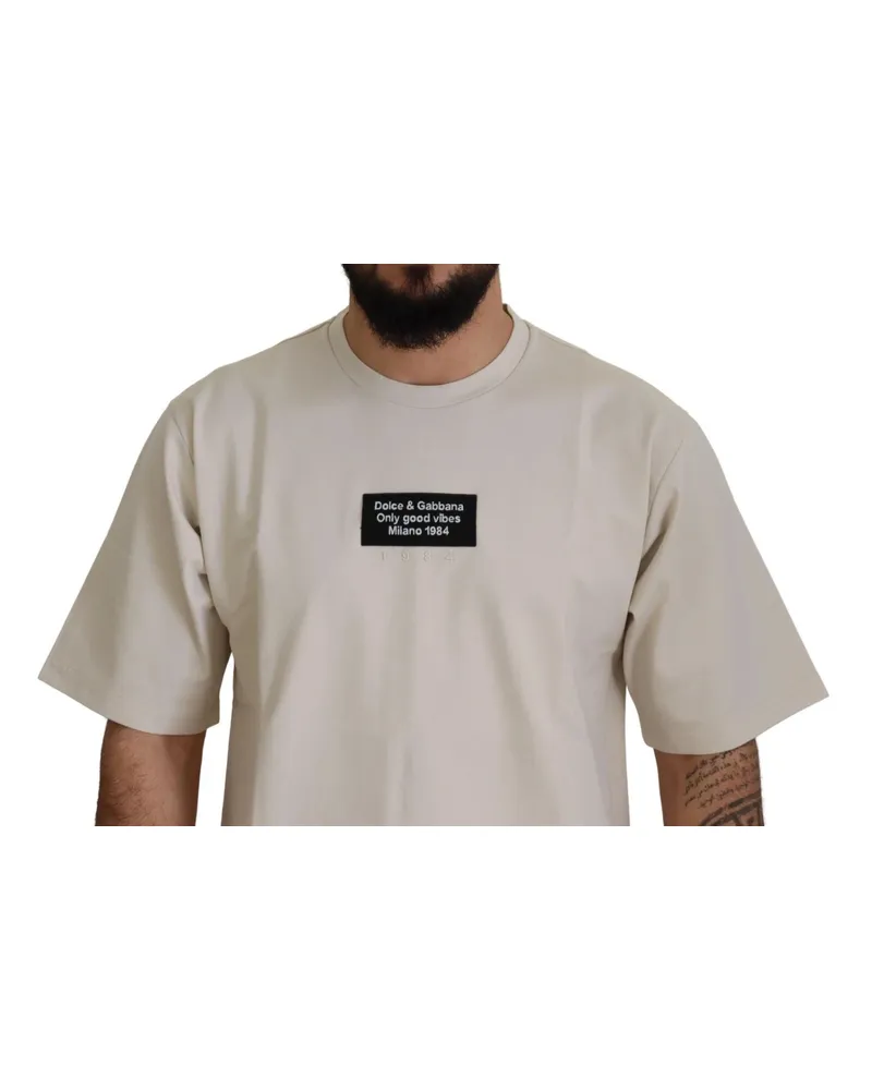 Dolce & Gabbana Men's Ivory Cotton Printed Crewneck White Clothing Ivory