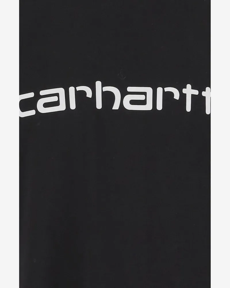 Carhartt WIP Men's S-S Script T-Shirt With Logo Black Cotton T-Shirts And Polos Black