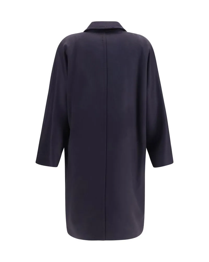 Max Mara Double-Breasted Wool Coat — Blue Blue
