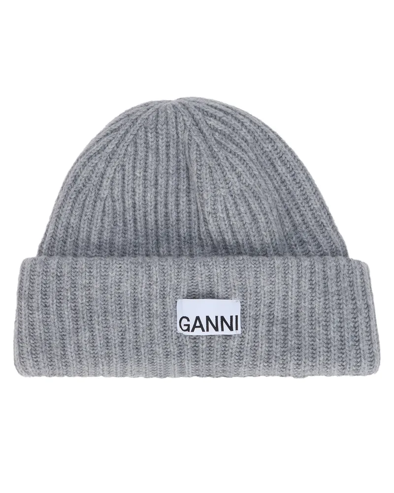Ganni Women's Hat Mixed Wool, Grey Gray