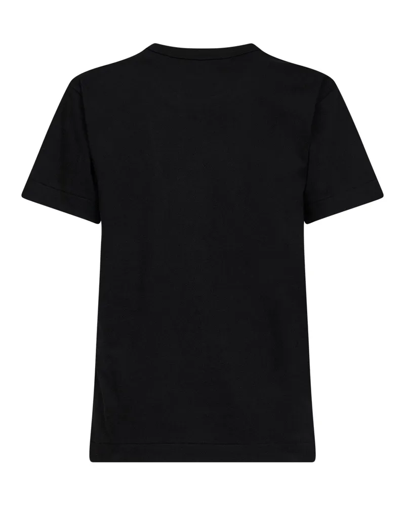 Comme des Garçons Women's T-Shirt Double Red Heart Black Cotton T-Shirts & Jerseys Black