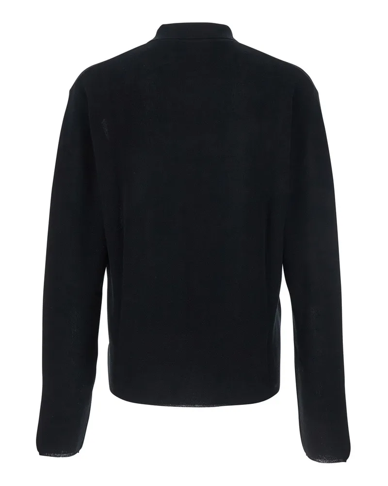 Jacquemus Cotton-Knit Tone-On-Tone Logo Polo Shirt — Black Black