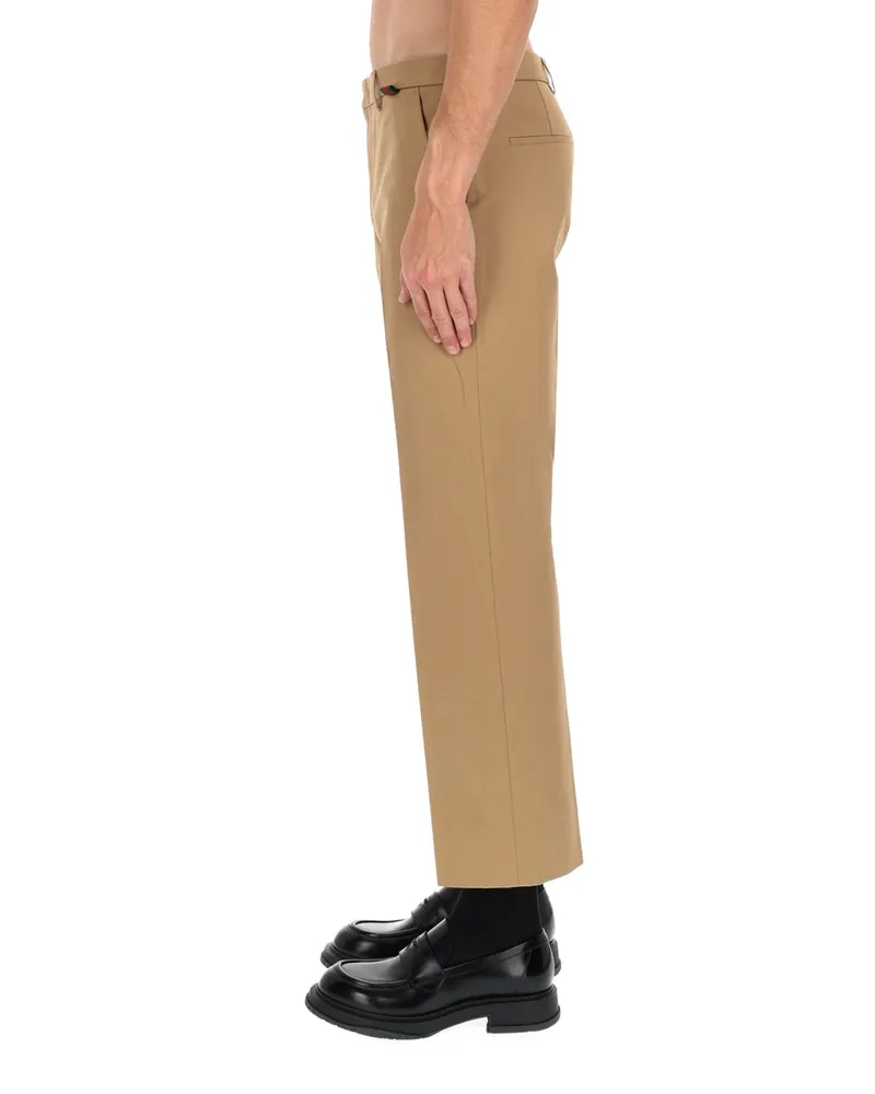 Gucci Tailored Cotton Trousers — Beige Beige
