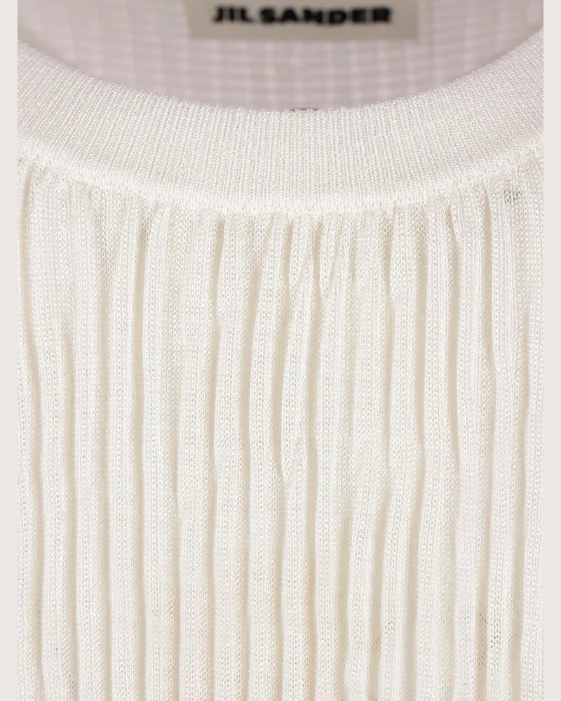 Jil Sander Women's Viscose Blend T-Shirt With Ruffled Sleeves White T-Shirts & Jerseys White
