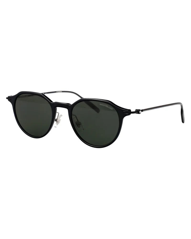 Montblanc MB0355S Metal Round-Frame Sunglasses — Black Black