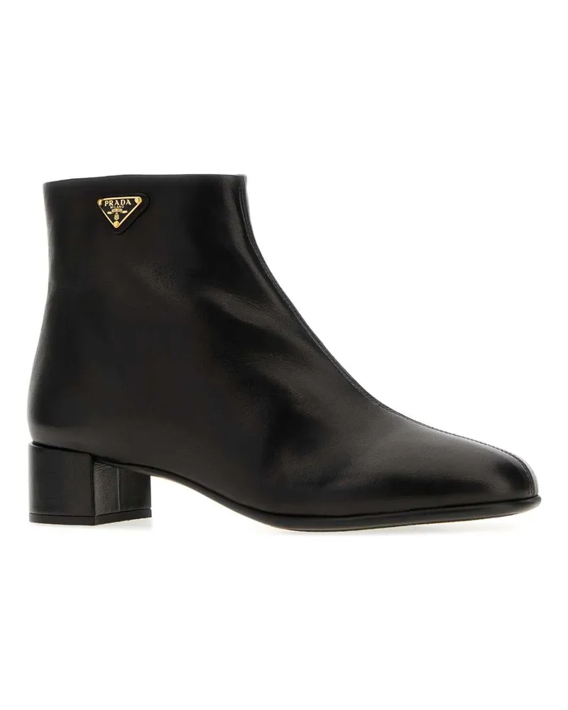 Prada Women's Black Nappa Leather Ankle Boots Nero Stivali Black
