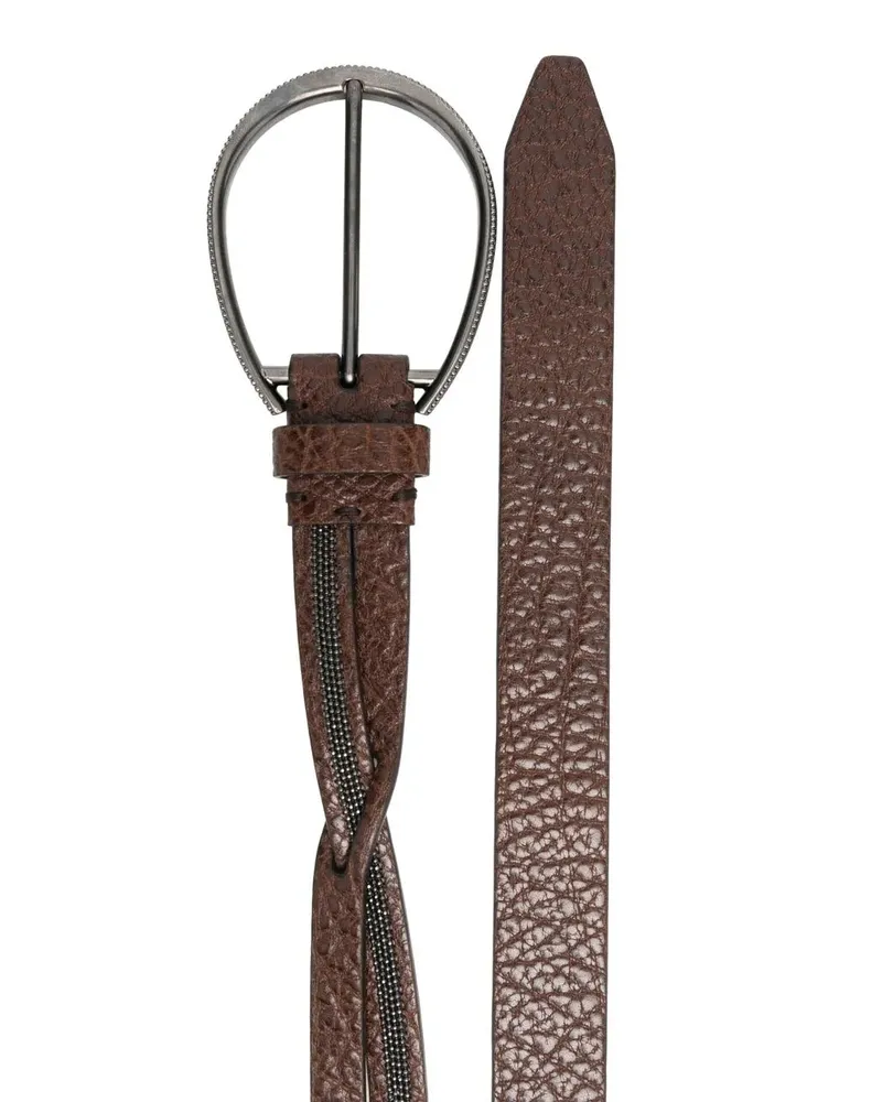 Brunello Cucinelli Womens Dark Brown Leather Belt Accessories & Slg Dark