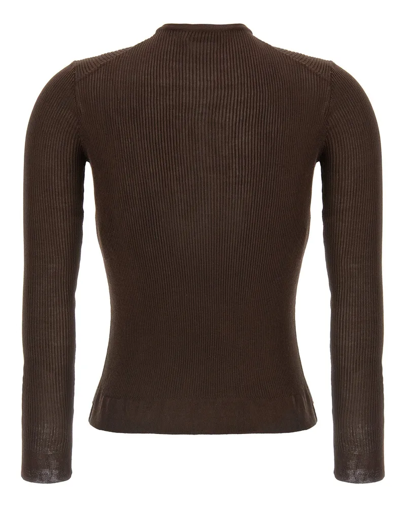 Magda Butrym Ribbed Silk Sweater — Brown Brown
