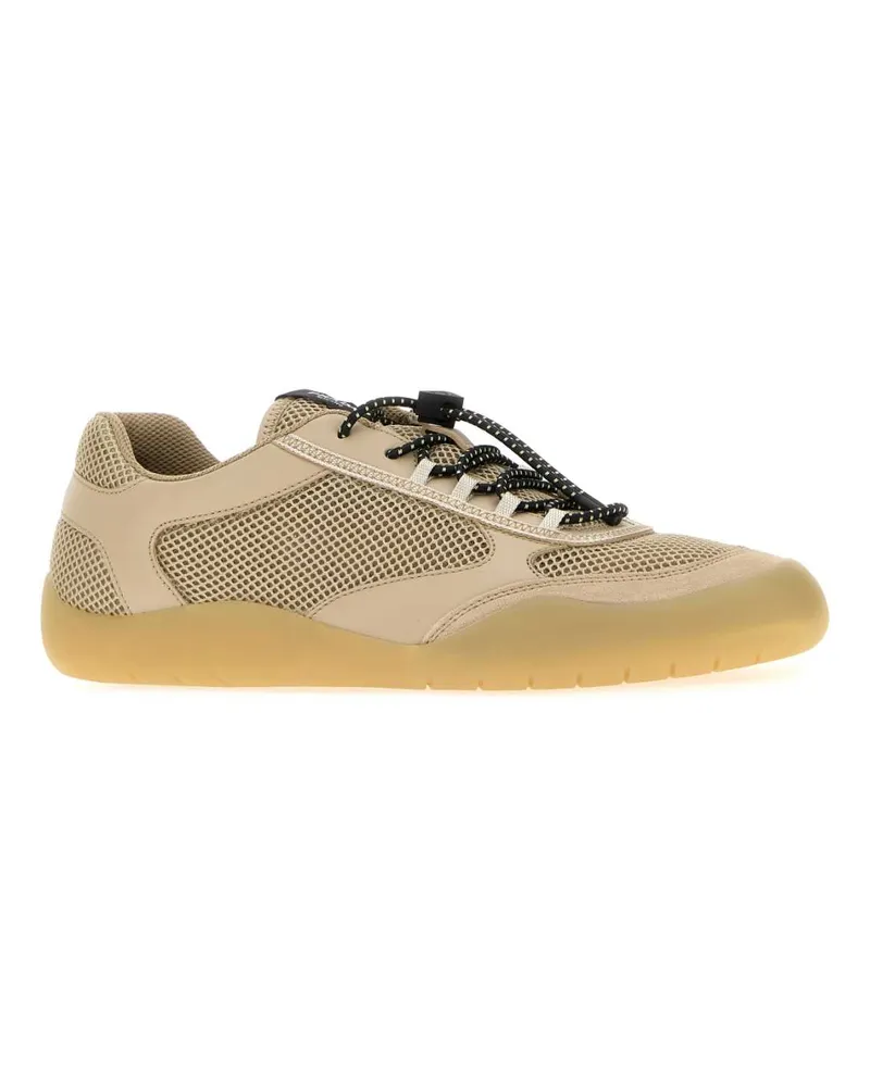 Prada Men's Beige Leather And Mesh Speedrock Sneakers Deserto Beige
