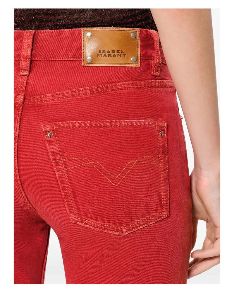Isabel Marant Frayed Hem Cotton Trousers — Red Red