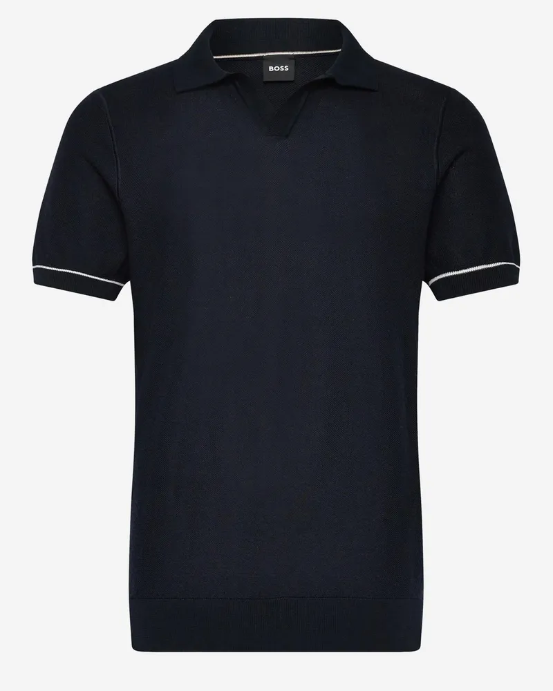 HUGO BOSS Cotton-Lyocell Blend Polo — Navy Navy