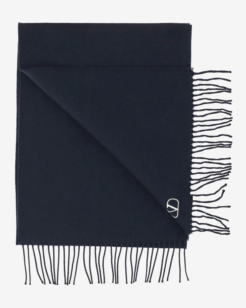 Valentino Garavani Men's Scarf Virgin Wool Navy Scarfs Navy