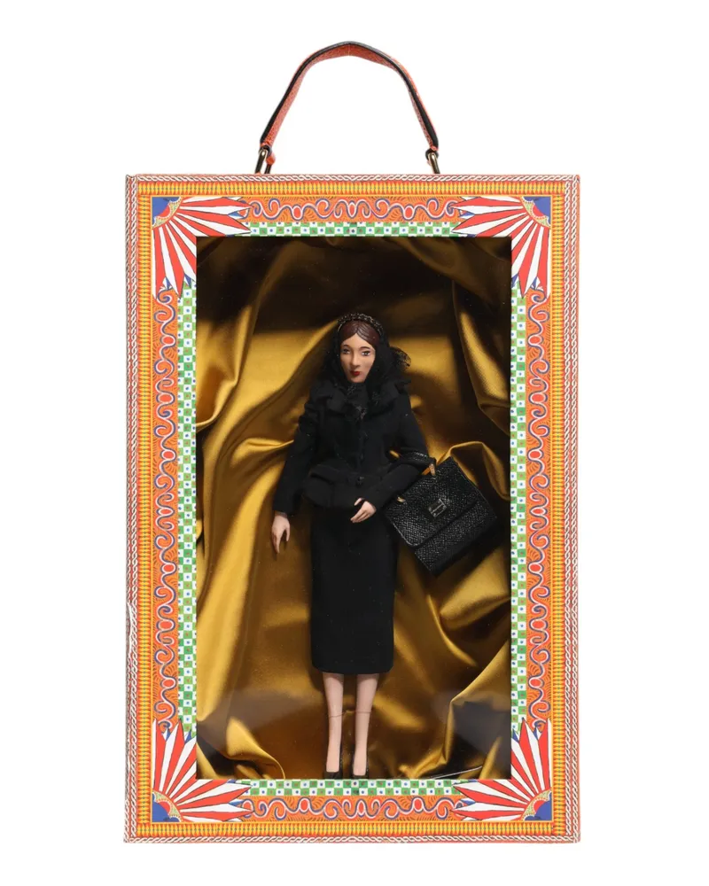 Dolce & Gabbana Black Dress Ceramic Porcelain Fashion Leather Sicily Dolls Silk Accessory Multicolor