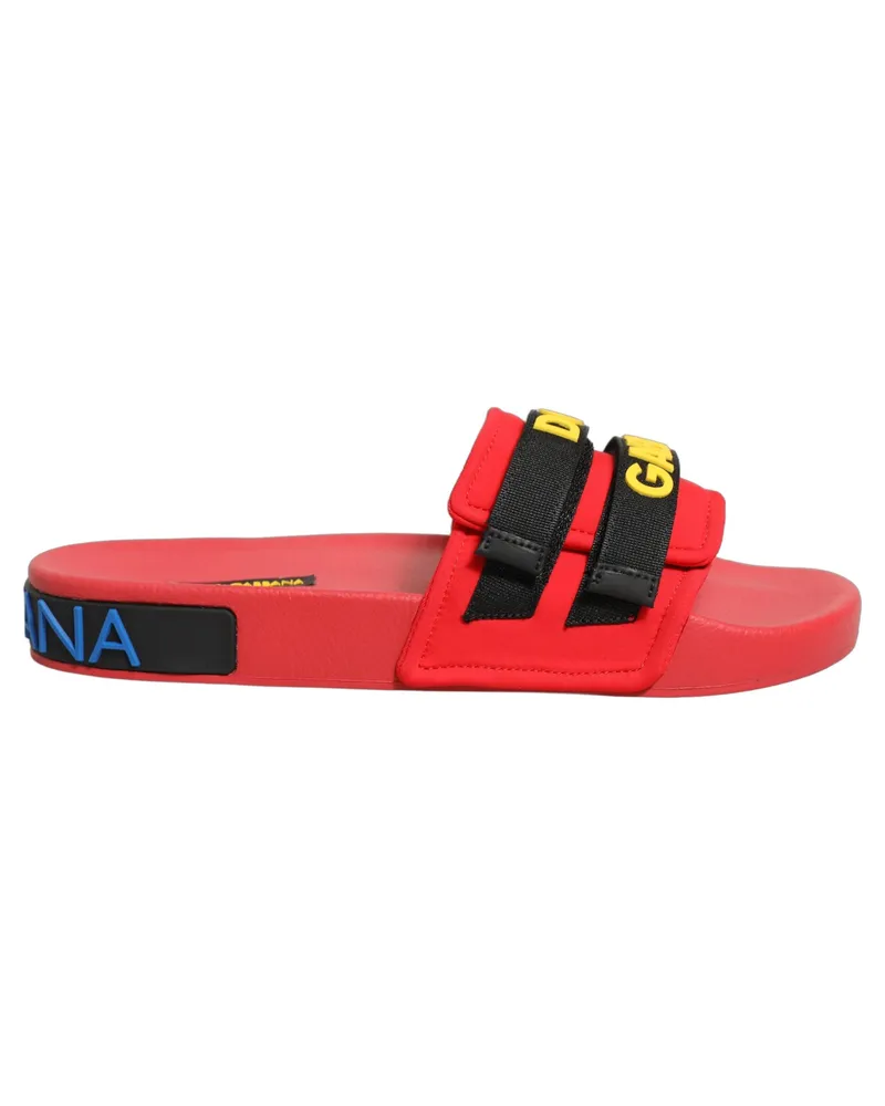 Dolce & Gabbana Women's Red Neoprene Slides Flats Beachwear Shoes Nylon Pu Polyester Elastane Red