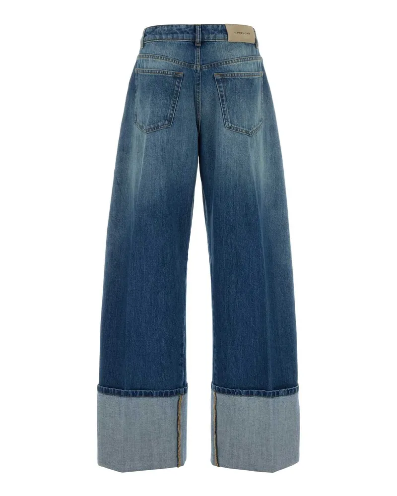 Givenchy Women's Denim Wide-Leg Jeans Mediumblue Exterior: Cotton Pantaloni Trousers Blue