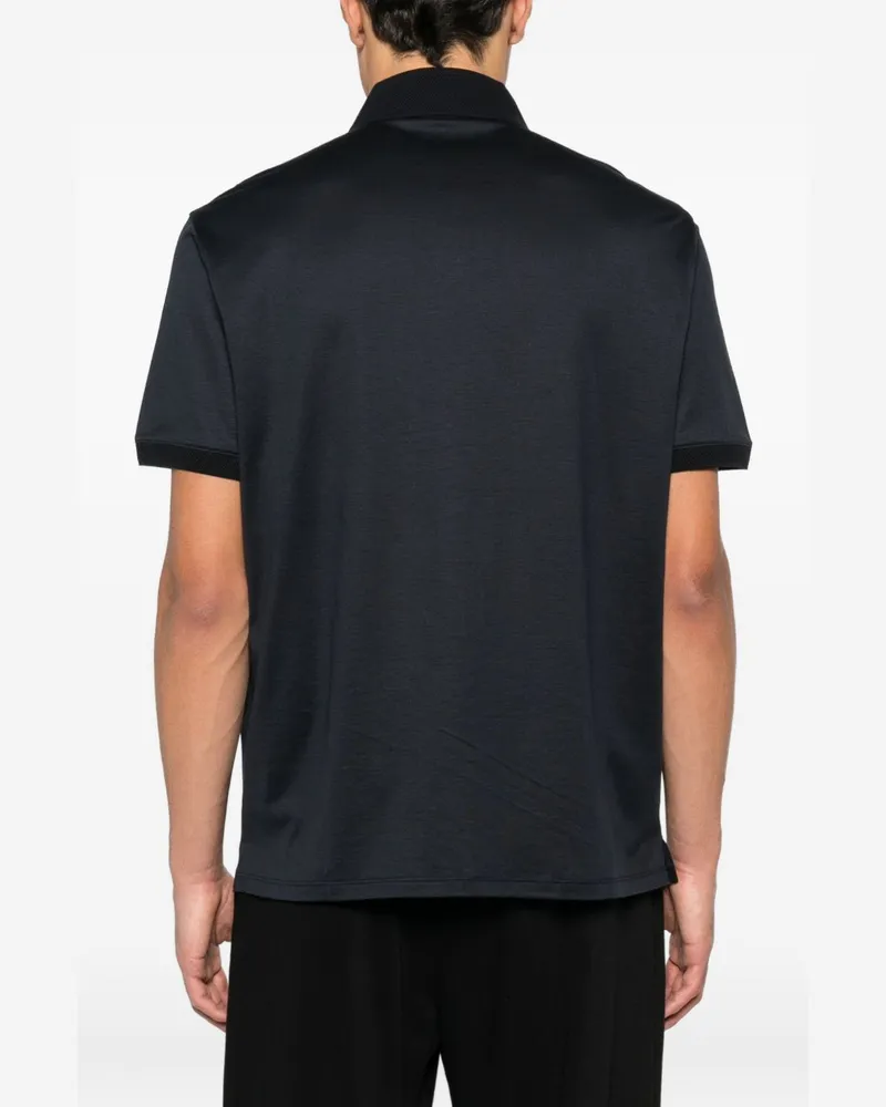 Emporio Armani Logo-Embroidered Cotton Polo — Black Black