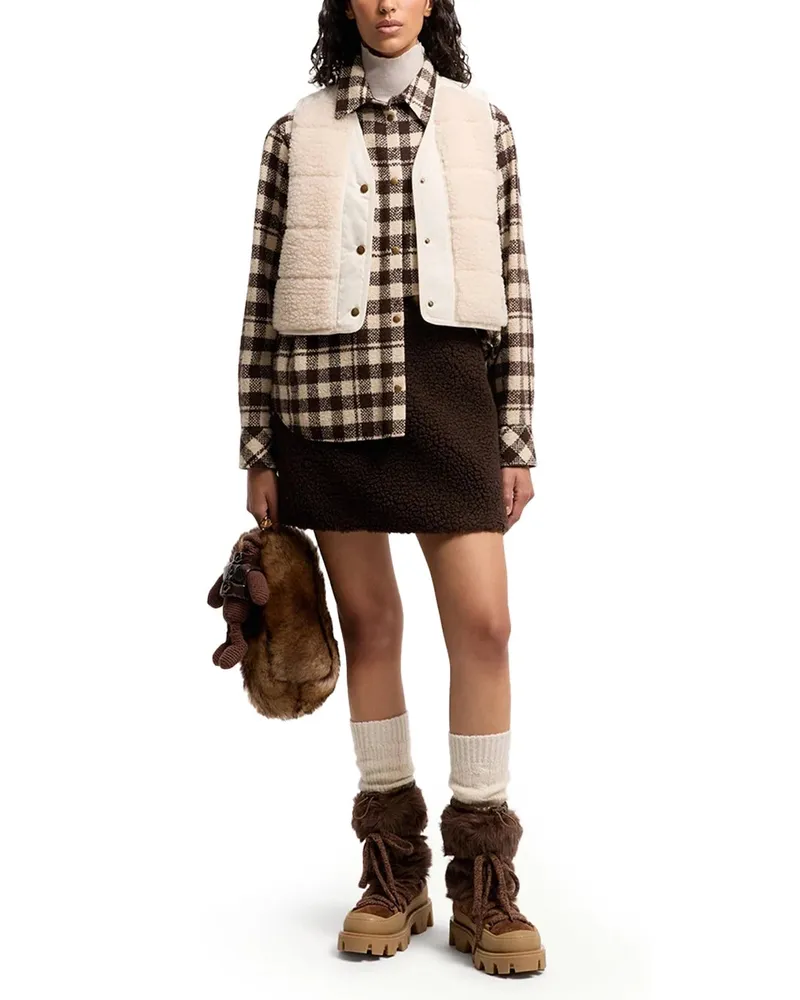 Moncler Fluffy Teddy Padded Vest — Beige Beige