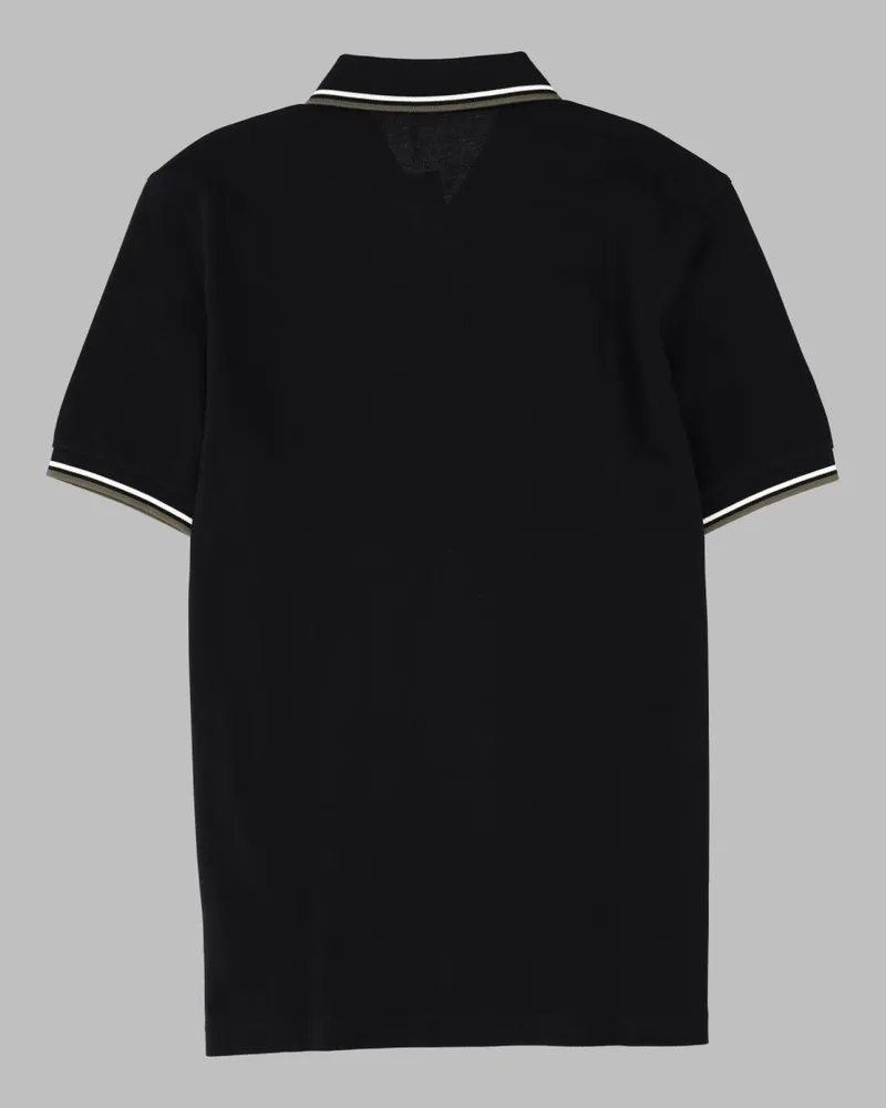 Fred Perry Twin-Tipped Collar Cotton Piqué Polo Shirt — Black Black