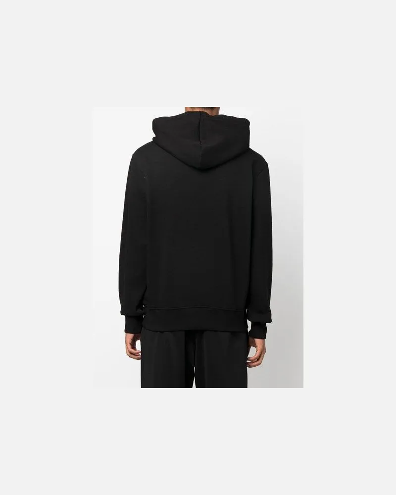 Versace Jeans Men's Black Cotton Logo Details Hooded Sweatshirt Clothing Black