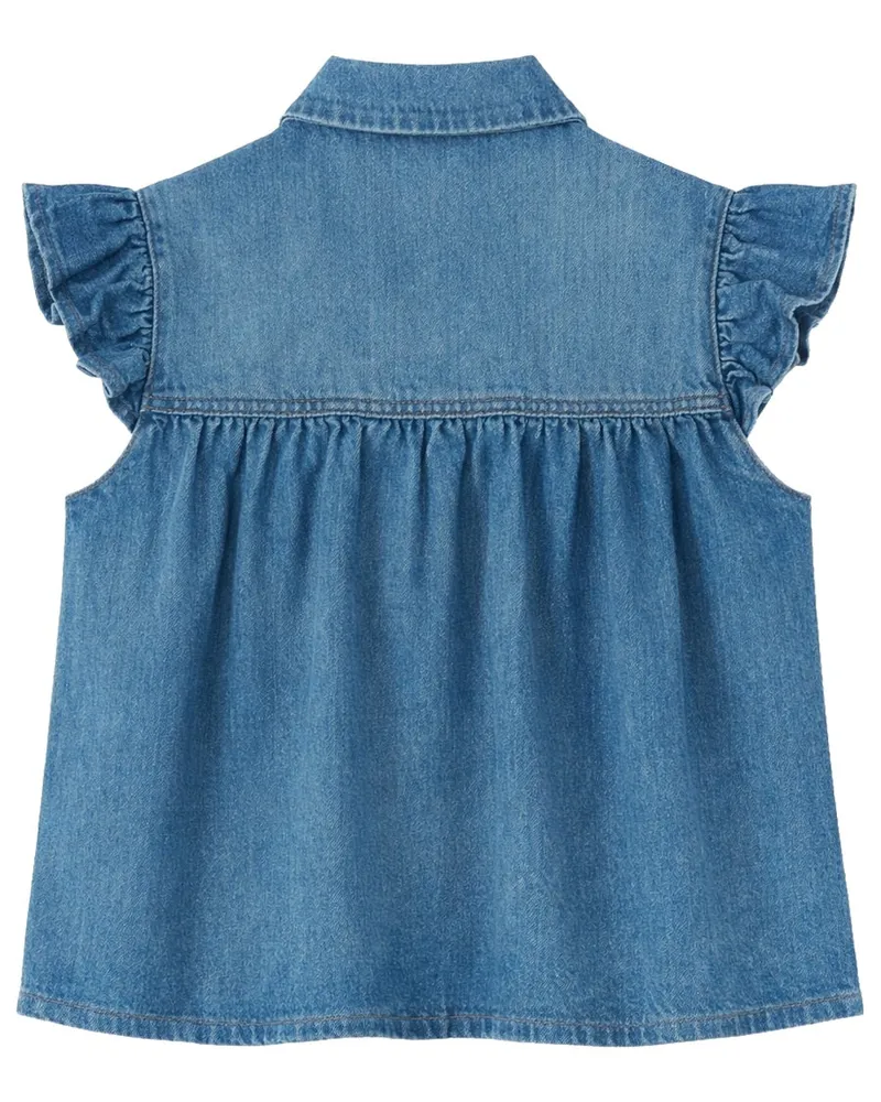 Ganni Sleeveless Collar Blouse — Blue Blue