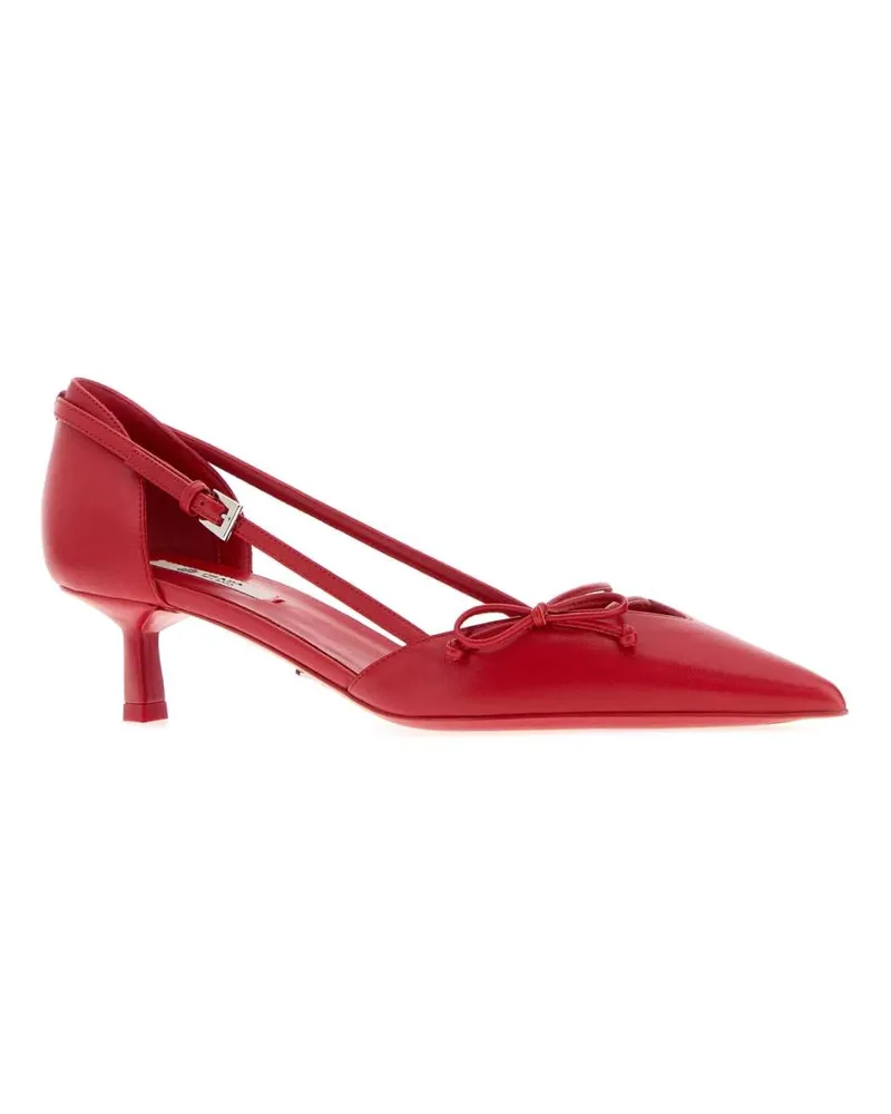 Prada Women's Red Leather Pumps Rosso Scarpe Con Tacco High Heel Shoes Red
