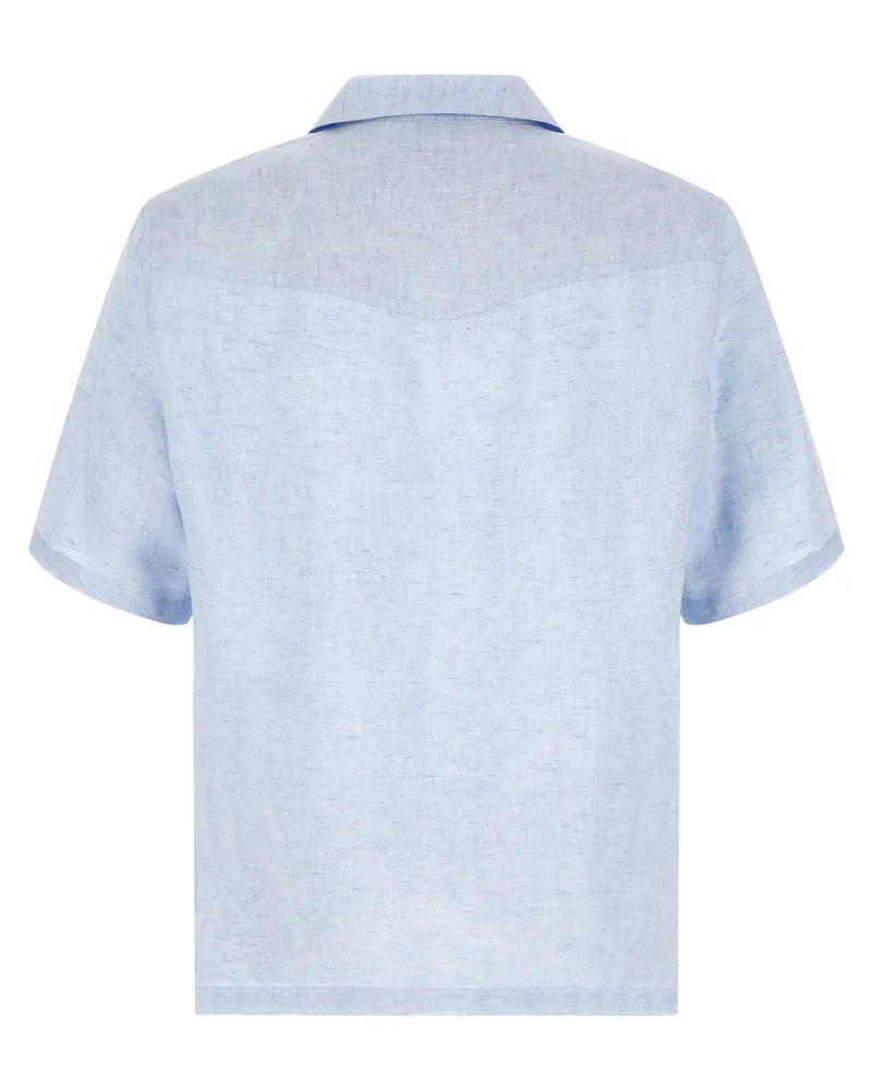 Brunello Cucinelli Men's Blue Linen Blouse Blue