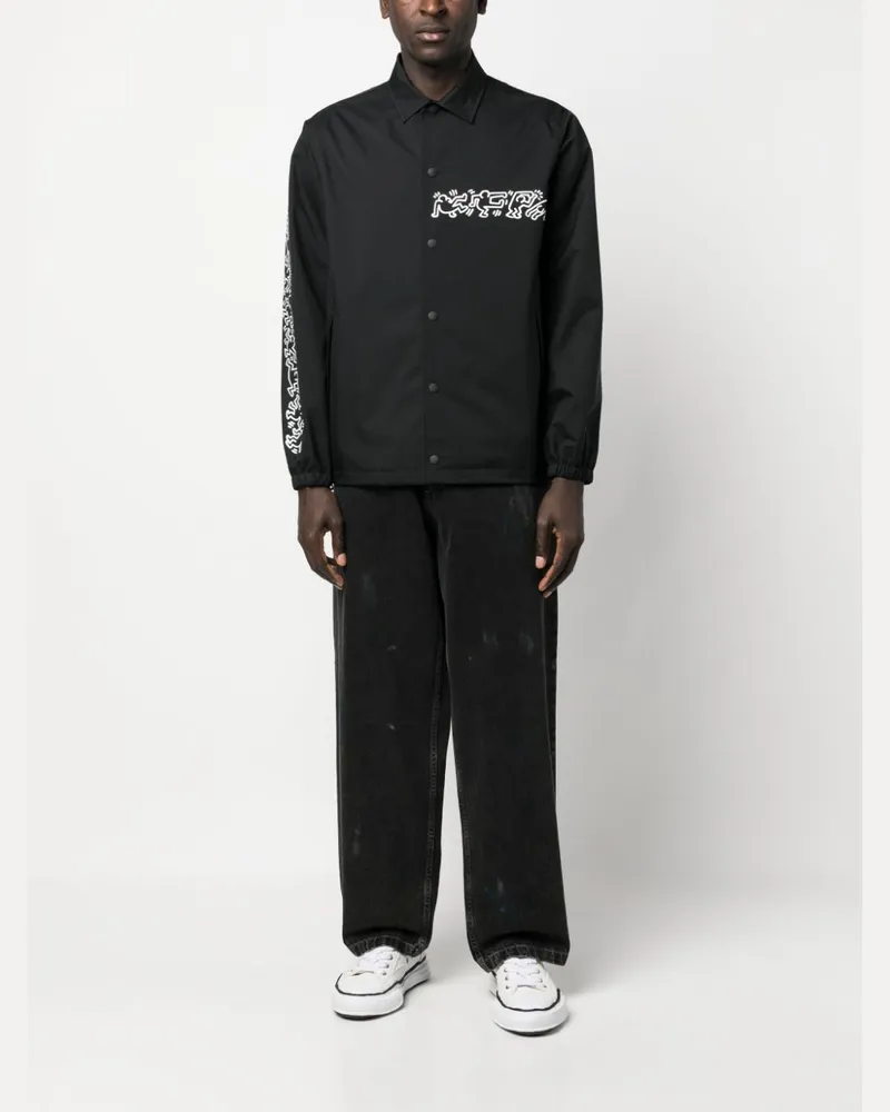 Junya Watanabe Keith Haring-Print Nylon Jacket — Black Black