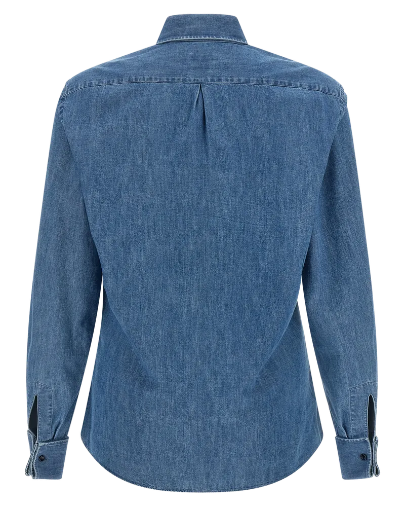 Brunello Cucinelli Denim Cotton Shirt — Navy Navy