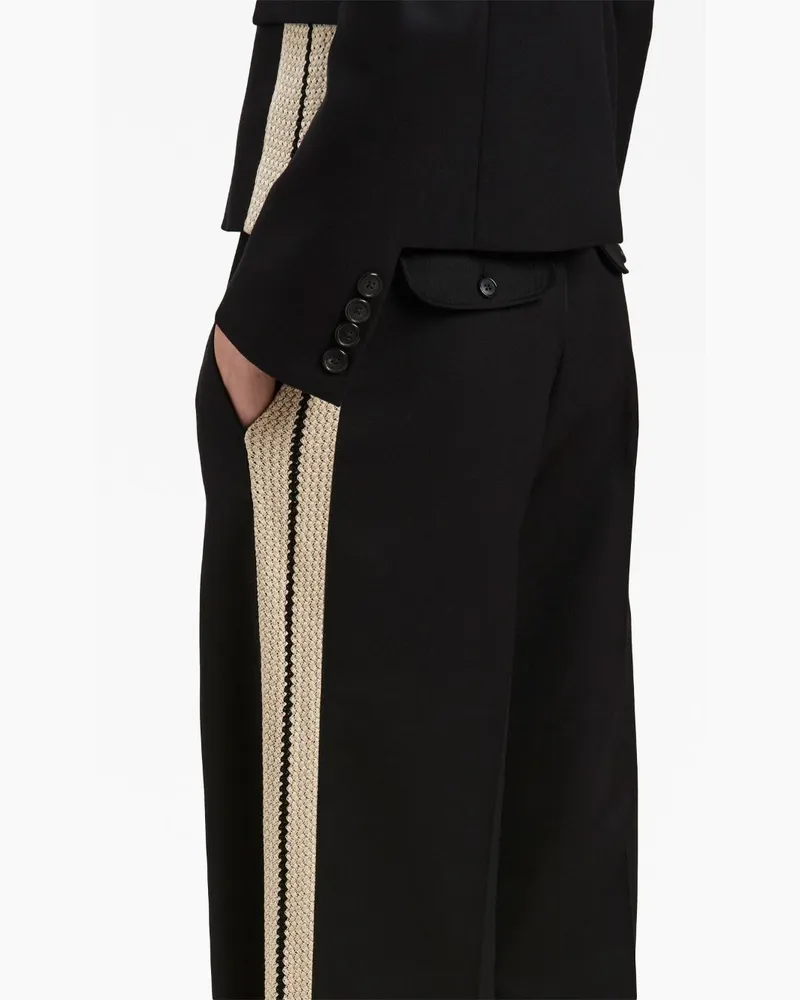 Palm Angels Wool Blend Side Stripe Trousers — Black Black