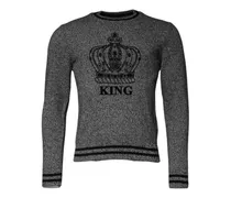 Men Crown King Cashmere Sweater Gray