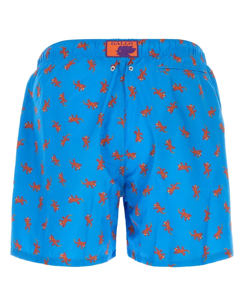 Gallo Men's Turtle-Print Recycled Polyester Swimming Shorts Blue Swimwear Blue