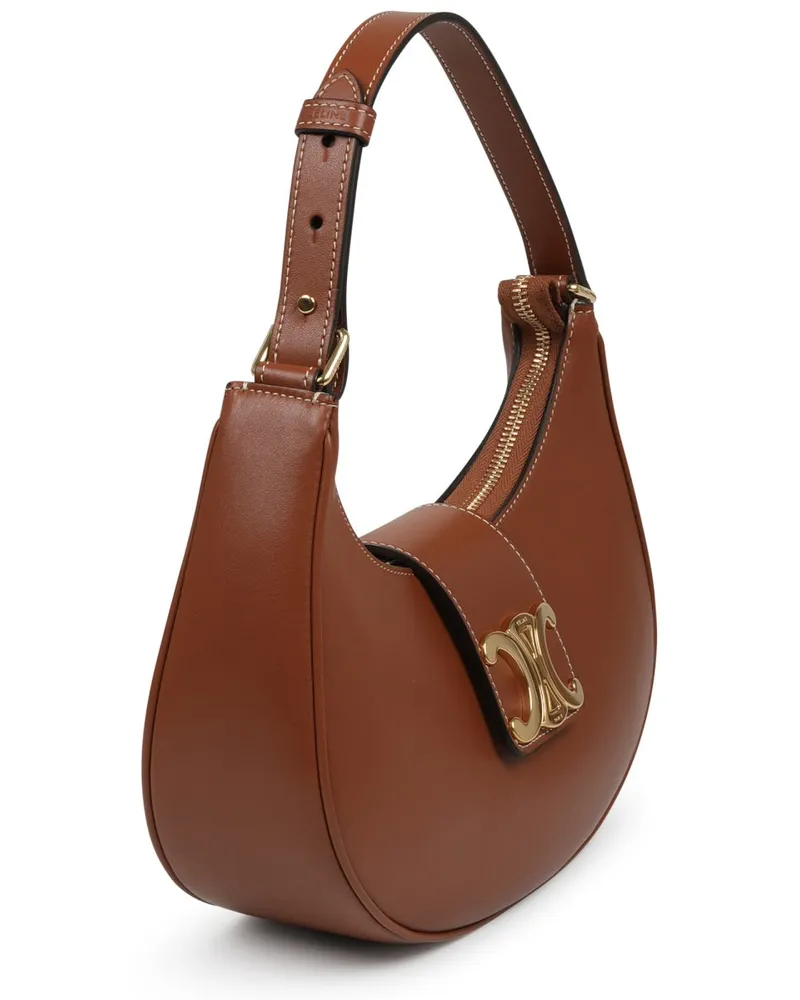 Celine Women's Shoulder Bag Ava Triomphe Medium Leather Buff Calfskin Brown
