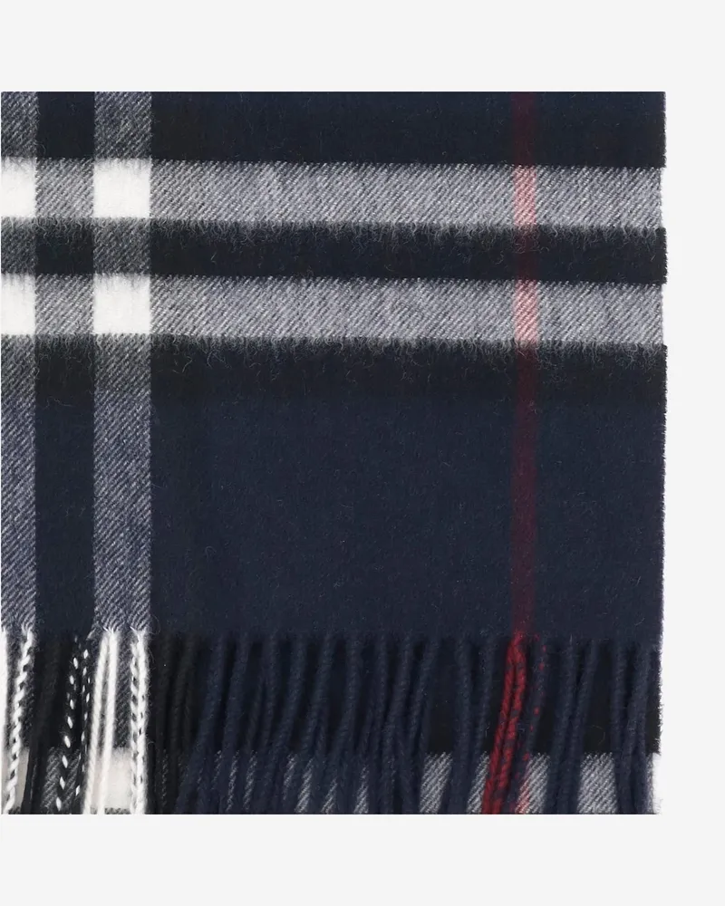 Burberry Women's Scarf Check Cashmere Blue Scarfs Navy