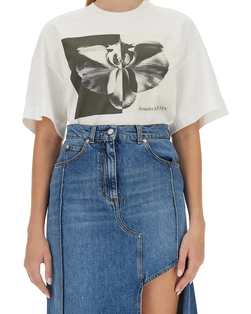 Alexander McQueen Photographic Orchid Print T-Shirt — Multicolor Multicolor