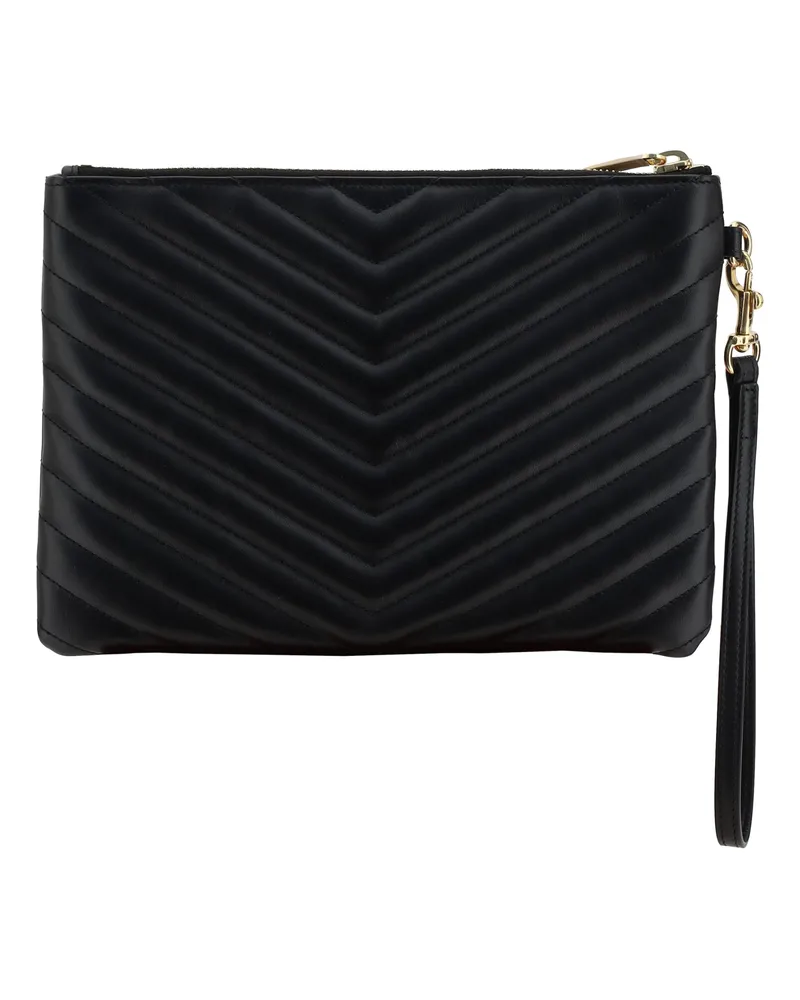 Saint Laurent Women's Matelassé Clutch Bag Nero Calf Leather Bos Taurus Beauty Cases Black