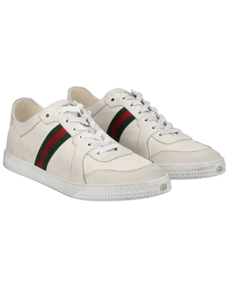 Gucci Stretch Leather-Effect Sneakers — White White