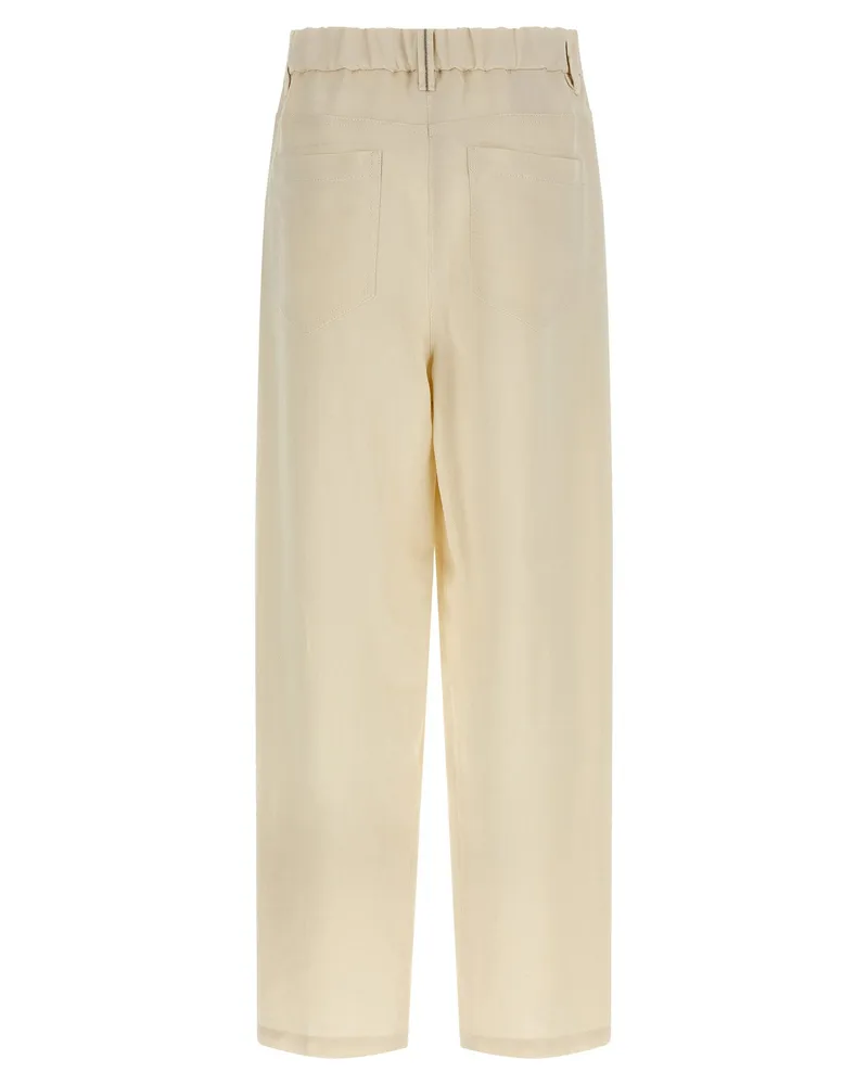Brunello Cucinelli Linen Blend Trousers — Cream Cream