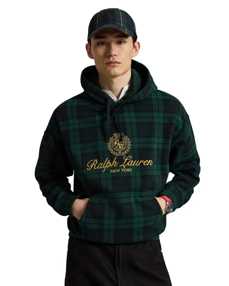 Ralph Lauren Plaid Cotton-Blend Sweatshirt — Green Green