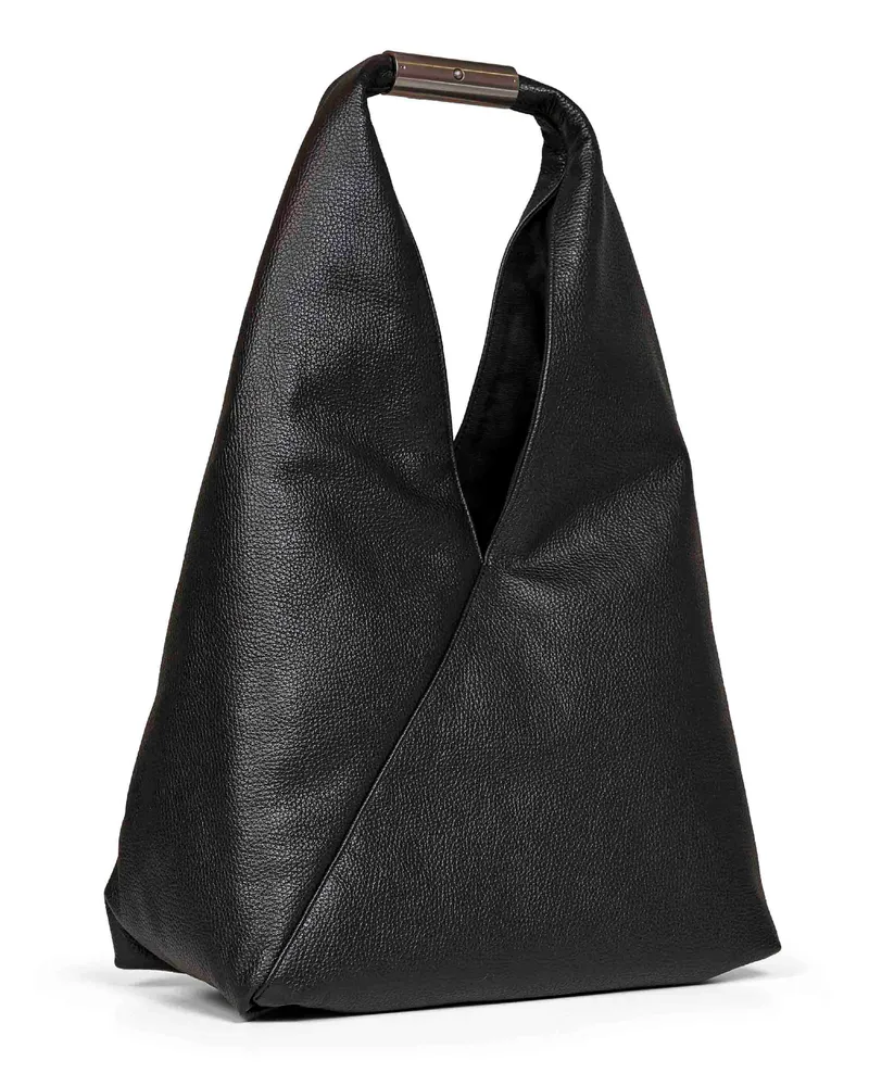 Maison Margiela Women's Tote Bag With Jewel Handle, Black Calf Leather Handbags Hand Black