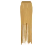 Fringed Midi Skirt — Beige