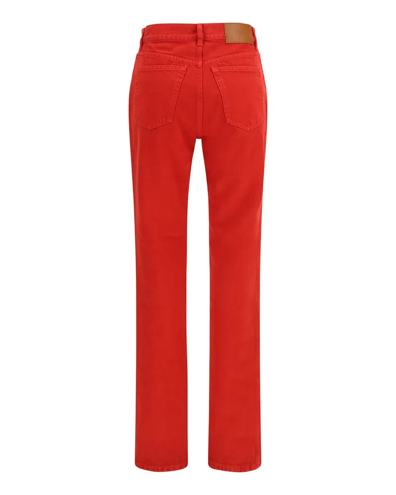 Chloé Cotton Denim Trousers — Red 