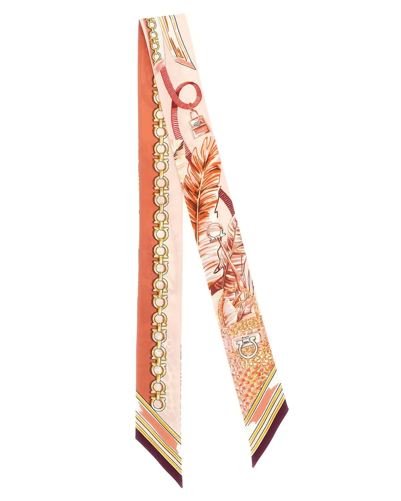 Ferragamo Double-Sided Silk Bandeau Scarf — Pink Pink