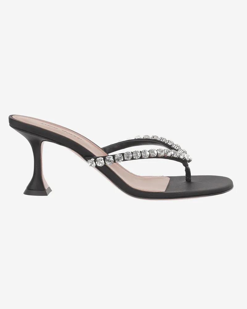 Amina Muaddi Women's Satin Sandals Gigi Black Black