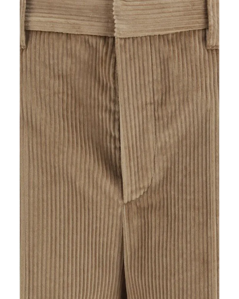 Brunello Cucinelli Cotton Velvet Trousers — Brown Brown