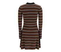 Striped Wool Polo Dress — Brown