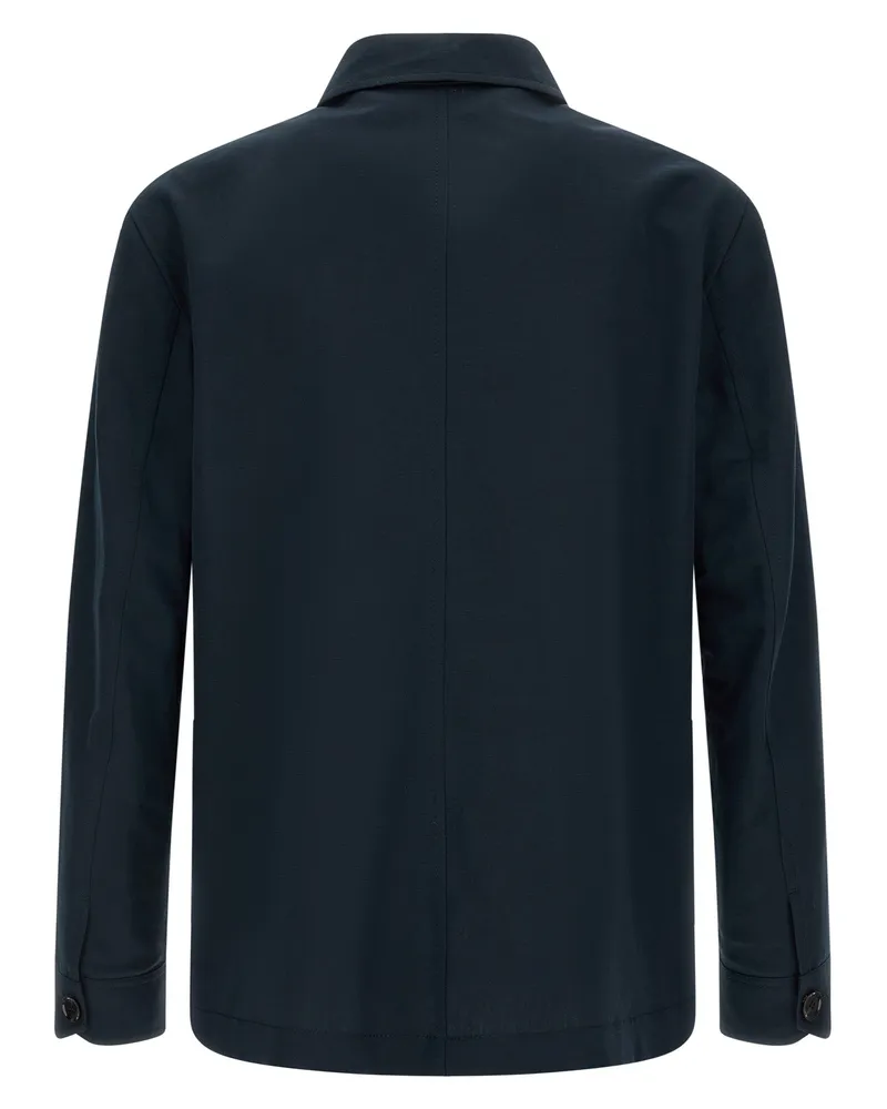 Brioni Men's Blue Linen Full-Length Jacket Clothing Navy