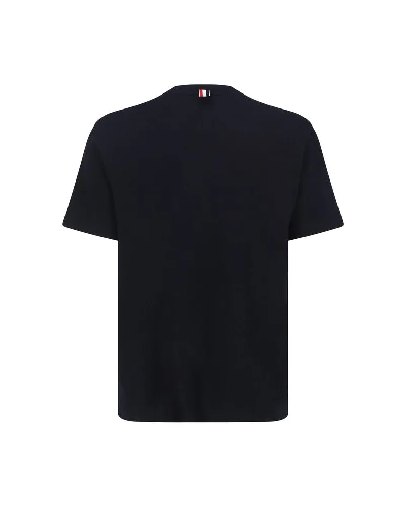 Thom Browne Men's Blue Cotton T-Shirt Black