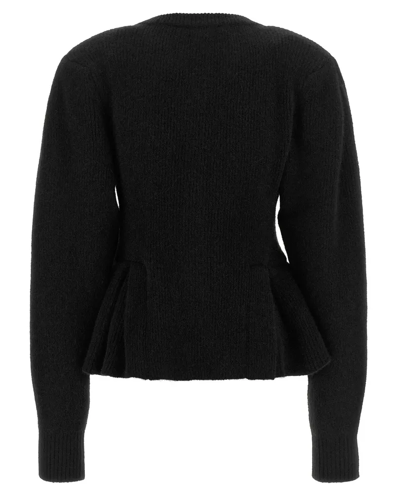 ROTATE Birger Christensen Jewel-Button Knit Cardigan — Black Black