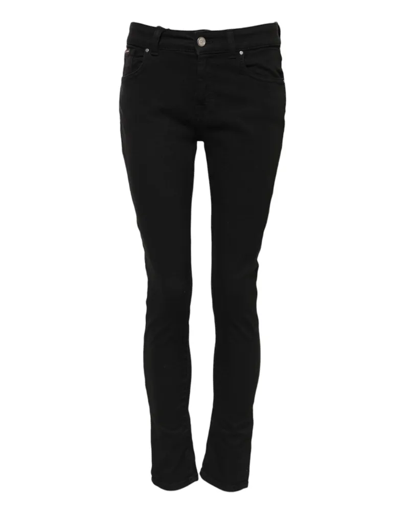 Dolce & Gabbana Women's Black Cotton Logo Skinny Mid Waist Denim Jeans Elastane Clothing Black