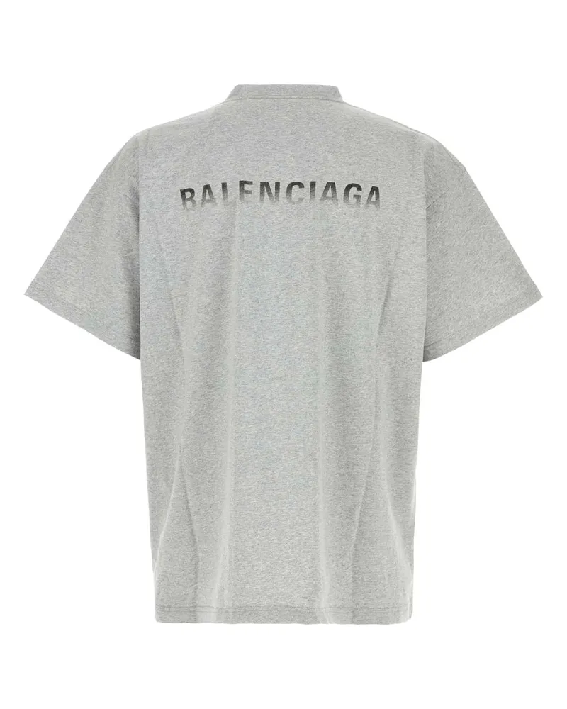 Balenciaga Logo-Embroidered Cotton T-Shirt — Gray Gray